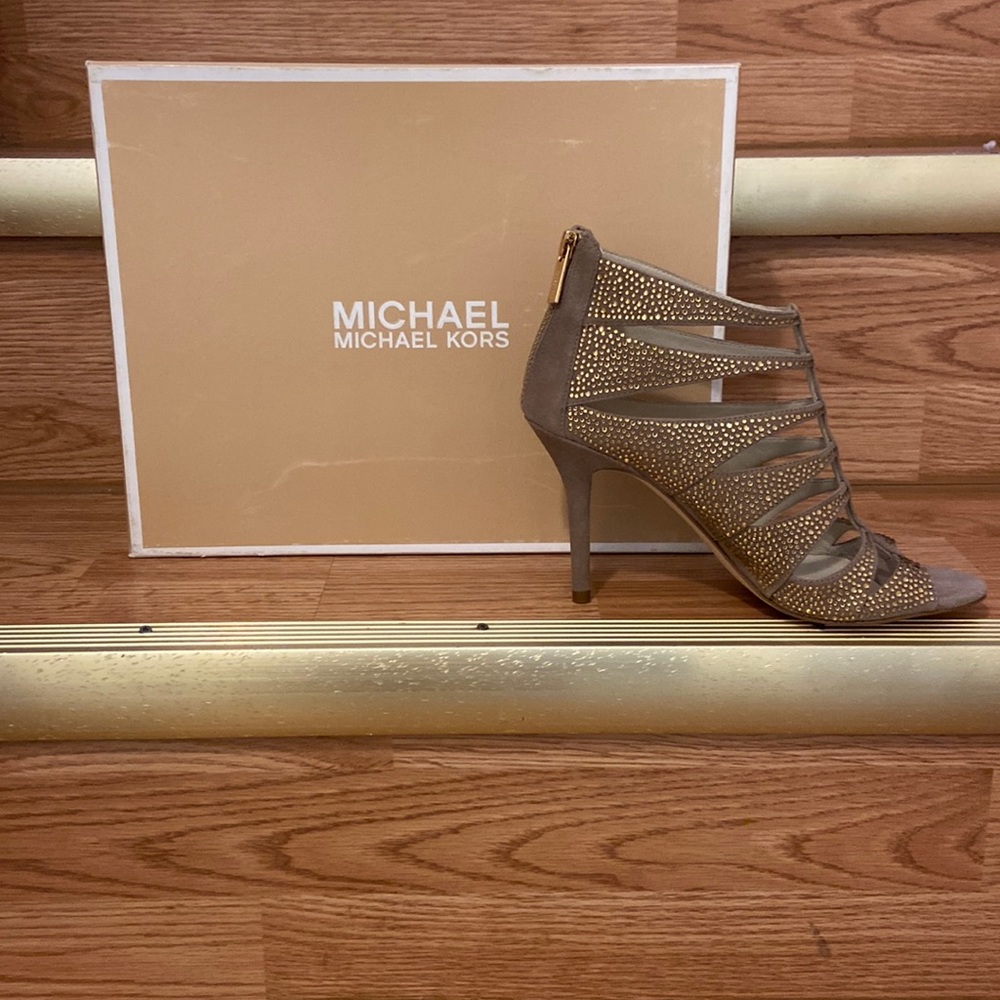 MICHAEL Michael Kors Mavis suede caged heels with crystals